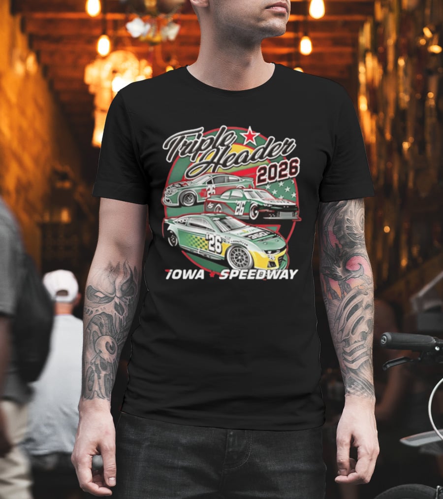 Triple Header 2026 Iowa Speedway Racing Cars Stars T-Shirt