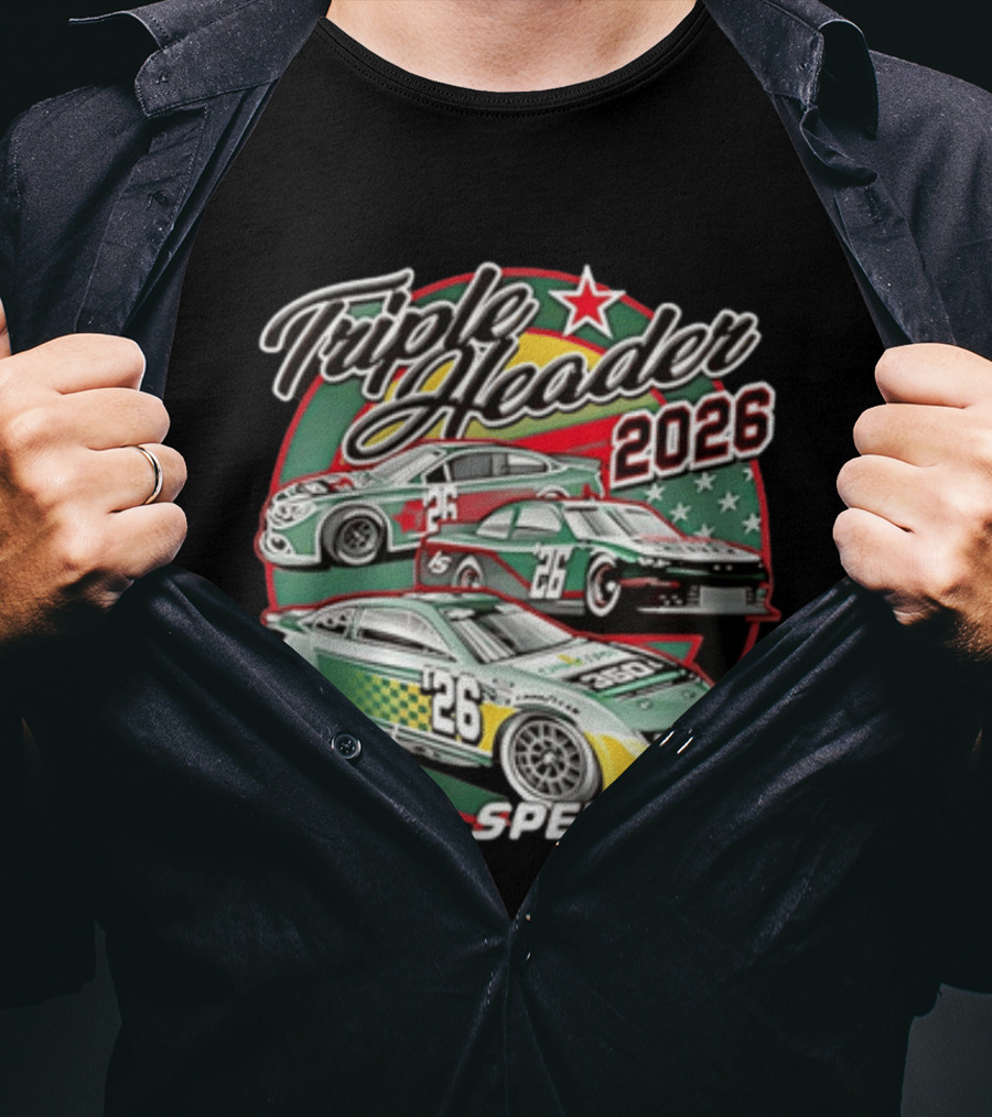 Triple Header 2026 Iowa Speedway Racing Cars Stars T-Shirt