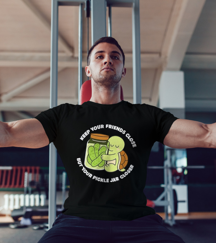 Turtle Hugging Pickles Keep Your Friends Close Jar Closer T-Shirt