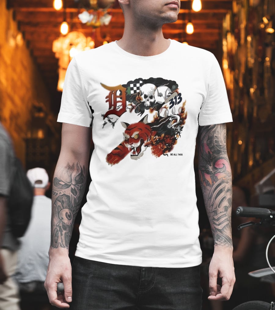 Detroit Tigers Boys & Girls Clubs Of Greater Detroit 313 Skulls Tiger Flame 2026 T-Shirt