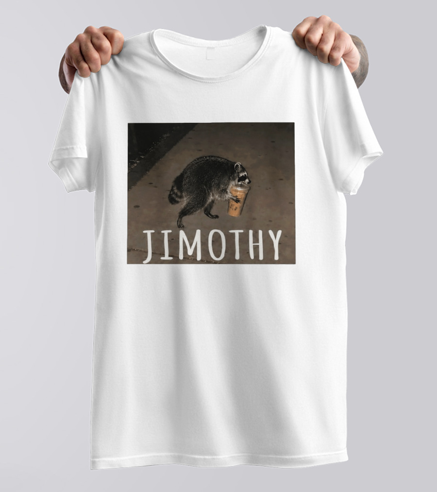 Jimothy Raccoon Carrying Iced Coffee Meme Animal Lover T-Shirt