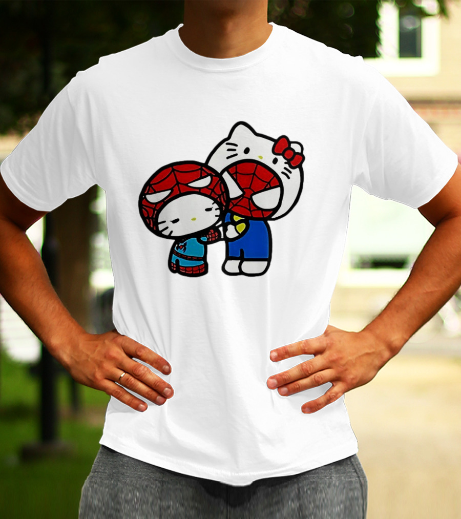 Kitty Hug Spider Man Mask Cute T-Shirt