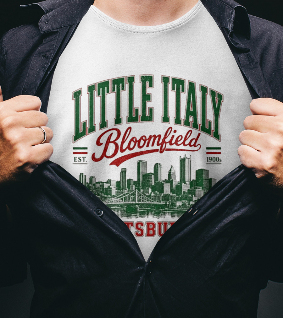 Little Italy Bloomfield Pittsburgh Est. 1900s Skyline Heritage T-Shirt
