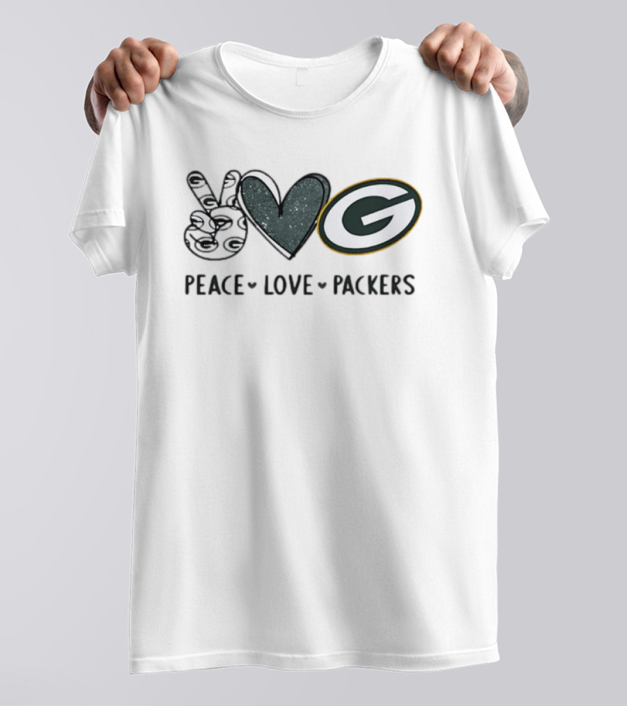 Peace Love Green Bay Packers Football Team NFL Fan Merchandise T-Shirt