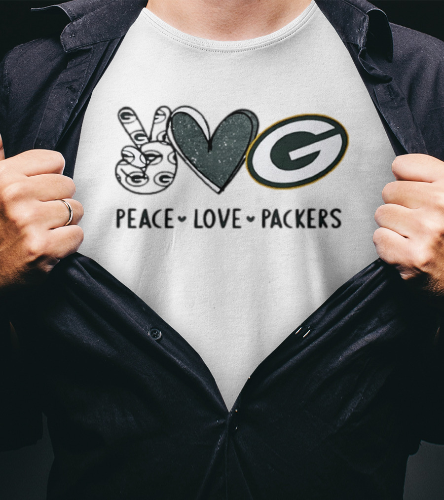 Peace Love Green Bay Packers Football Team NFL Fan Merchandise T-Shirt