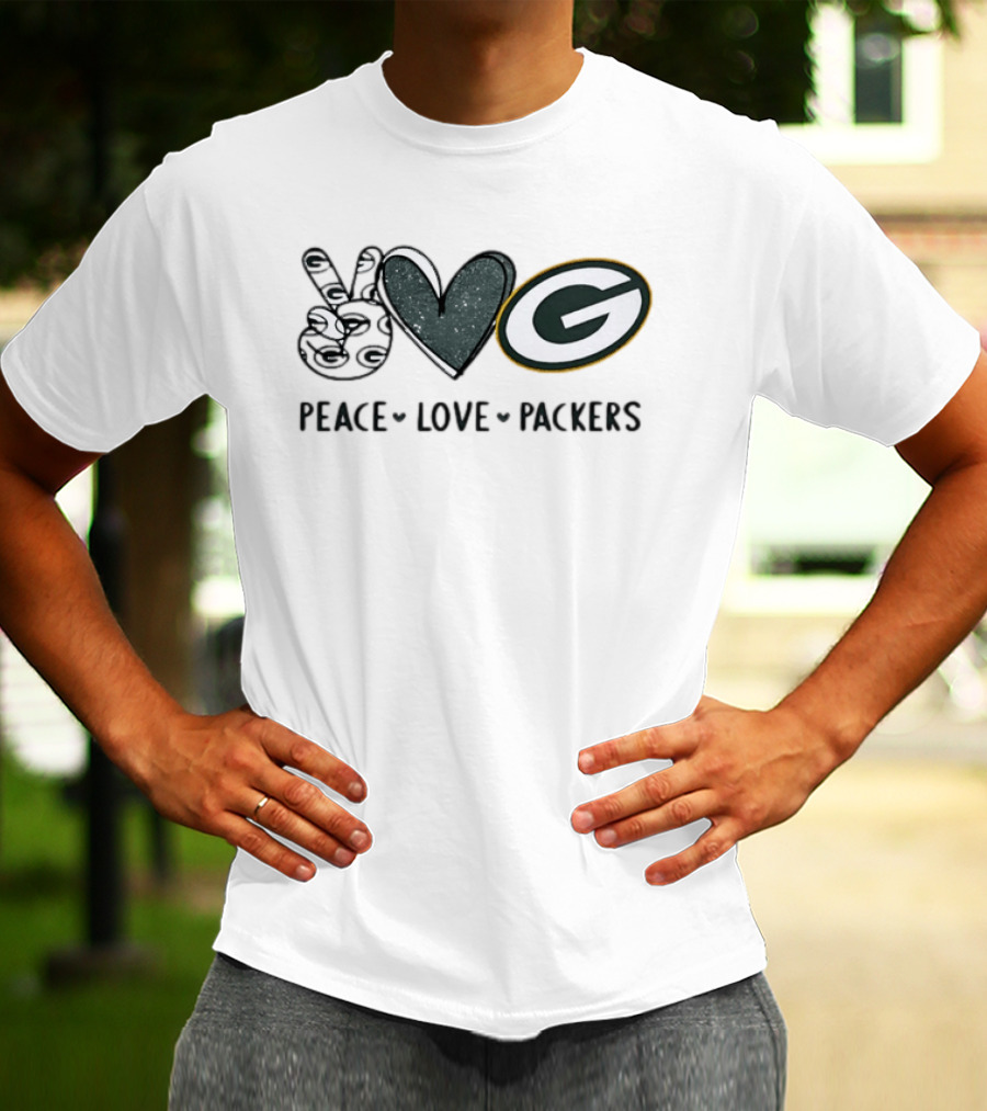 Peace Love Green Bay Packers Football Team NFL Fan Merchandise T-Shirt