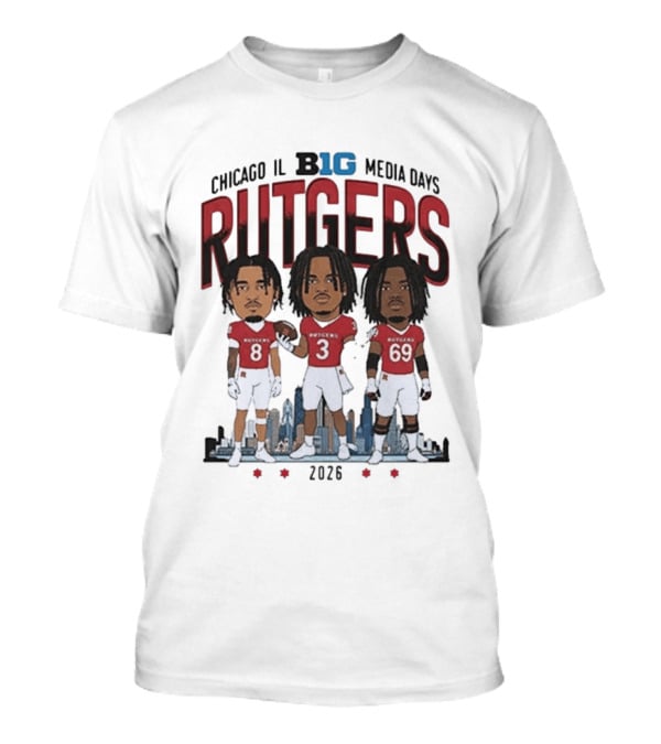 Chicago IL Big Ten Media Days 2026 Rutgers Scarlet Knights Caricature T-Shirt