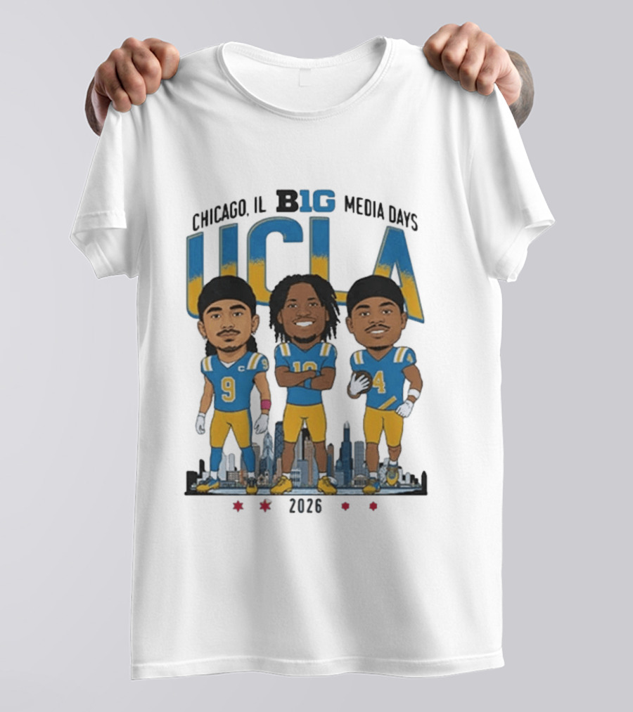 Chicago IL Big Media Days UCLA Bruins Football 2026 Player Caricature T-Shirt