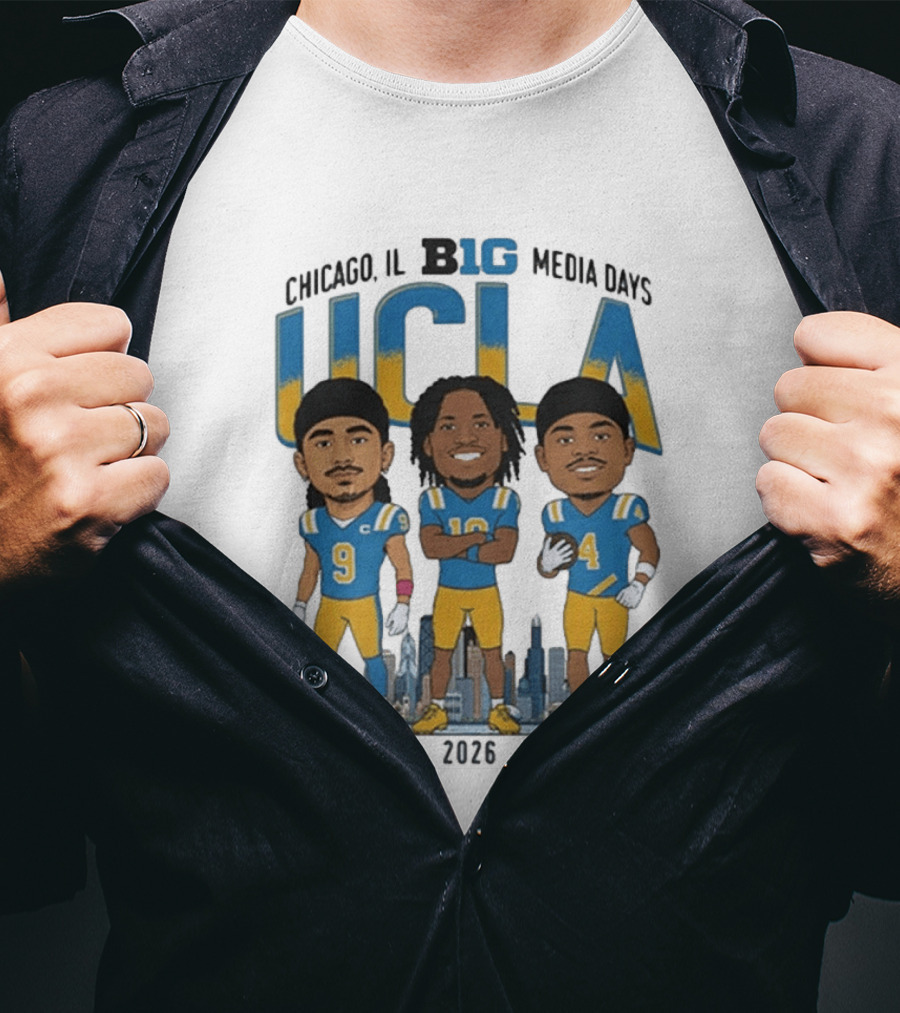 Chicago IL Big Media Days UCLA Bruins Football 2026 Player Caricature T-Shirt
