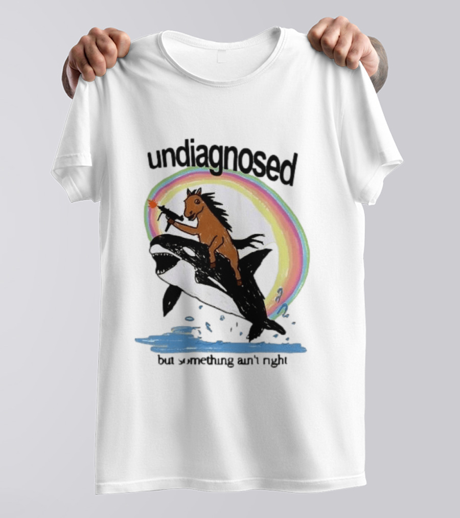 Undiagnosed Horse Riding Orca But Something Ain't Right Gun Rainbow T-Shirt
