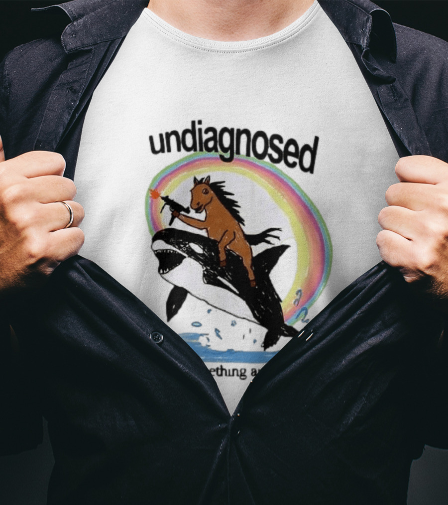 Undiagnosed Horse Riding Orca But Something Ain't Right Gun Rainbow T-Shirt