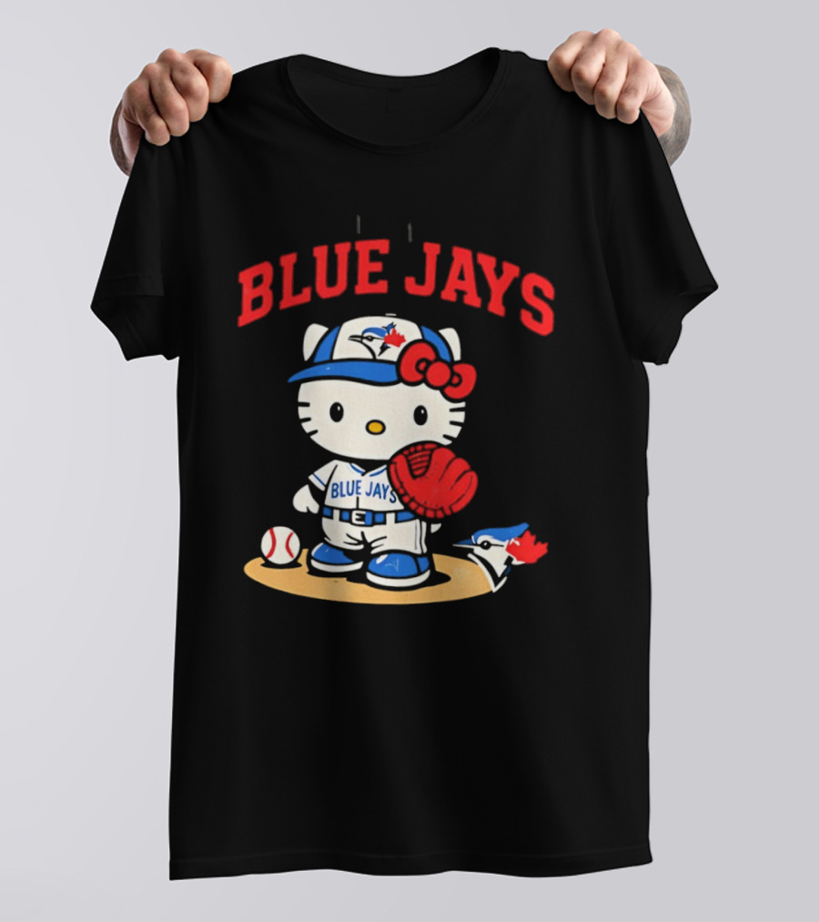 Hello Kitty Toronto Blue Jays Collaboration Baseball Cute Character Merchandise T-Shirt