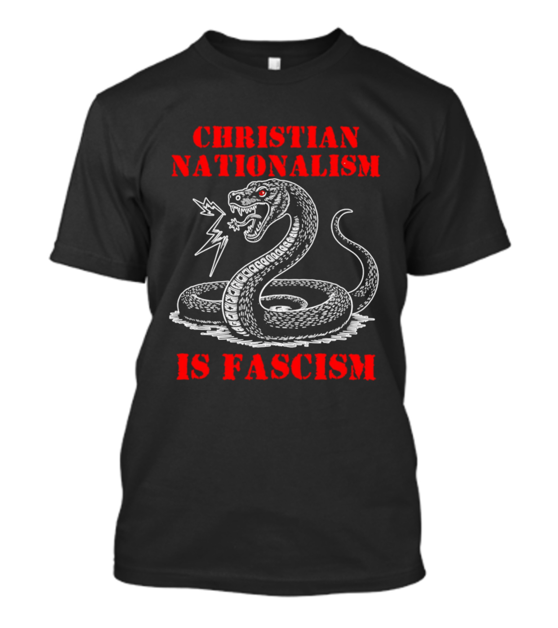 Christian Nationalism Is Fascism Snake With Lightning Bolt T-Shirt