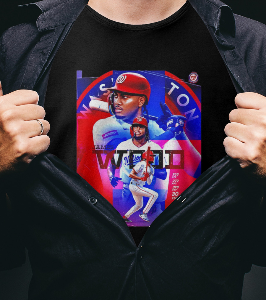 James Wood Washington Nationals .272 AVG .398 OBP 30 HR Collage T-Shirt