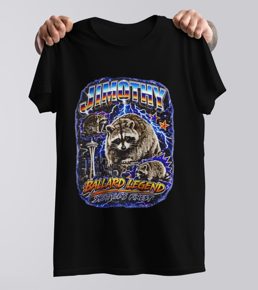 Jimothy Ballard Legend Seattle's Finest Raccoon With Space Needle And Stars T-Shirt