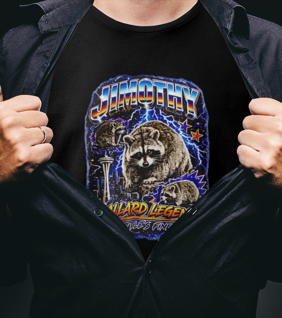 Jimothy Ballard Legend Seattle's Finest Raccoon With Space Needle And Stars T-Shirt
