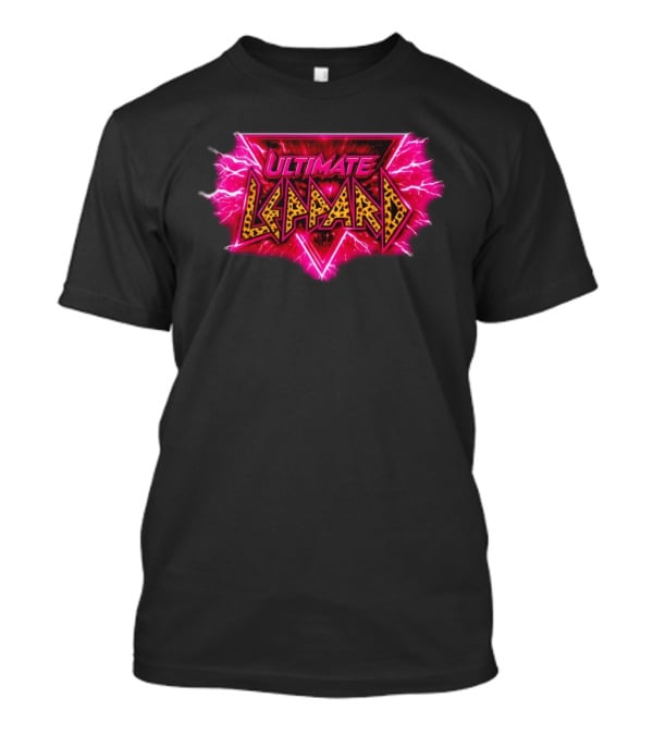 Def Leppard Ultimate Leppard Pink Lightning Leopard Print T-Shirt