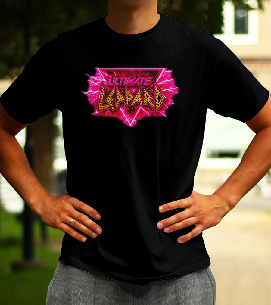 Def Leppard Ultimate Leppard Pink Lightning Leopard Print T-Shirt