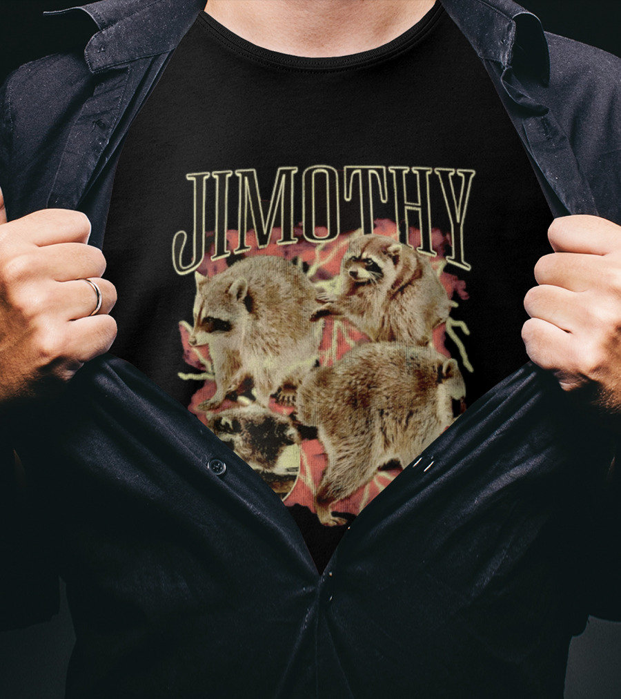 Jimothy Raccoons Retro Wildlife Montage T-Shirt
