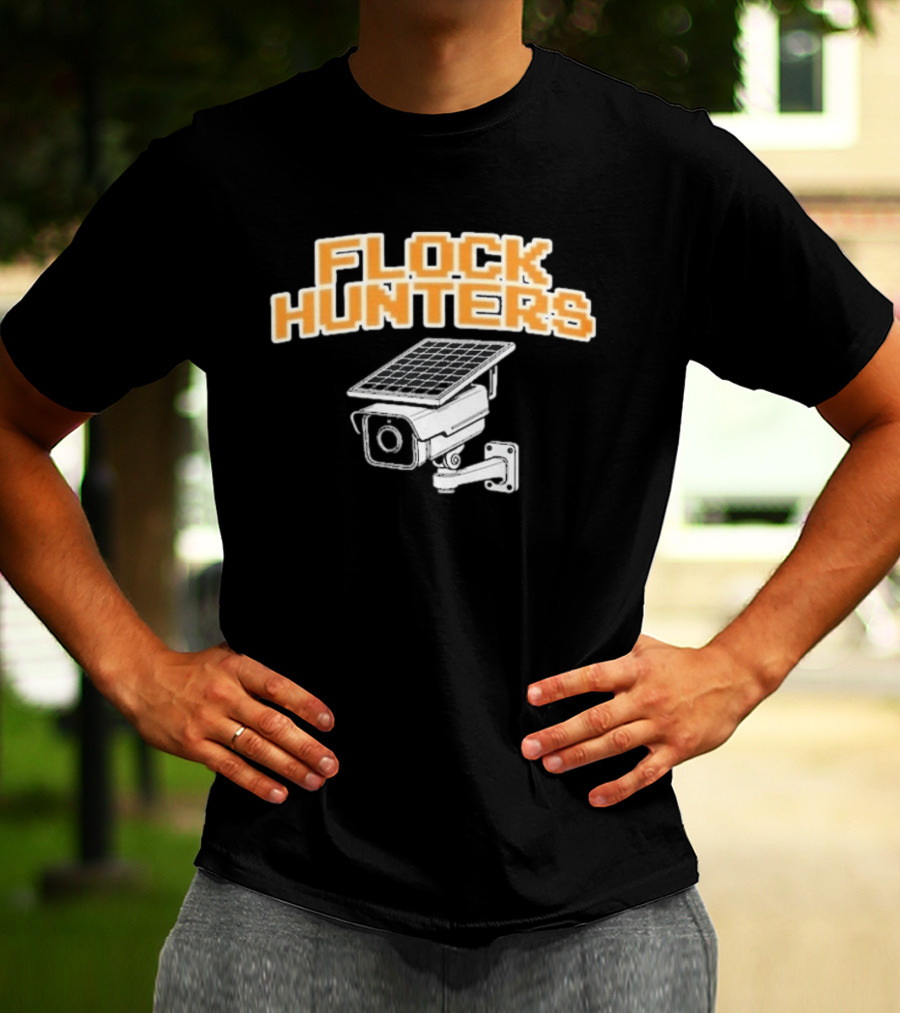 Flock Hunters Drinkin Bros Surveillance Camera Solar Panel T-Shirt