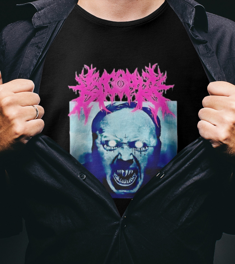 Gore Demon Face Glowing Eyes Death Metal Band T-Shirt