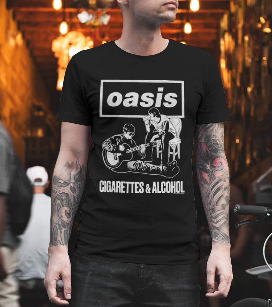 Oasis Noel And Liam Gallagher Cigarettes And Alcohol Mono T-Shirt