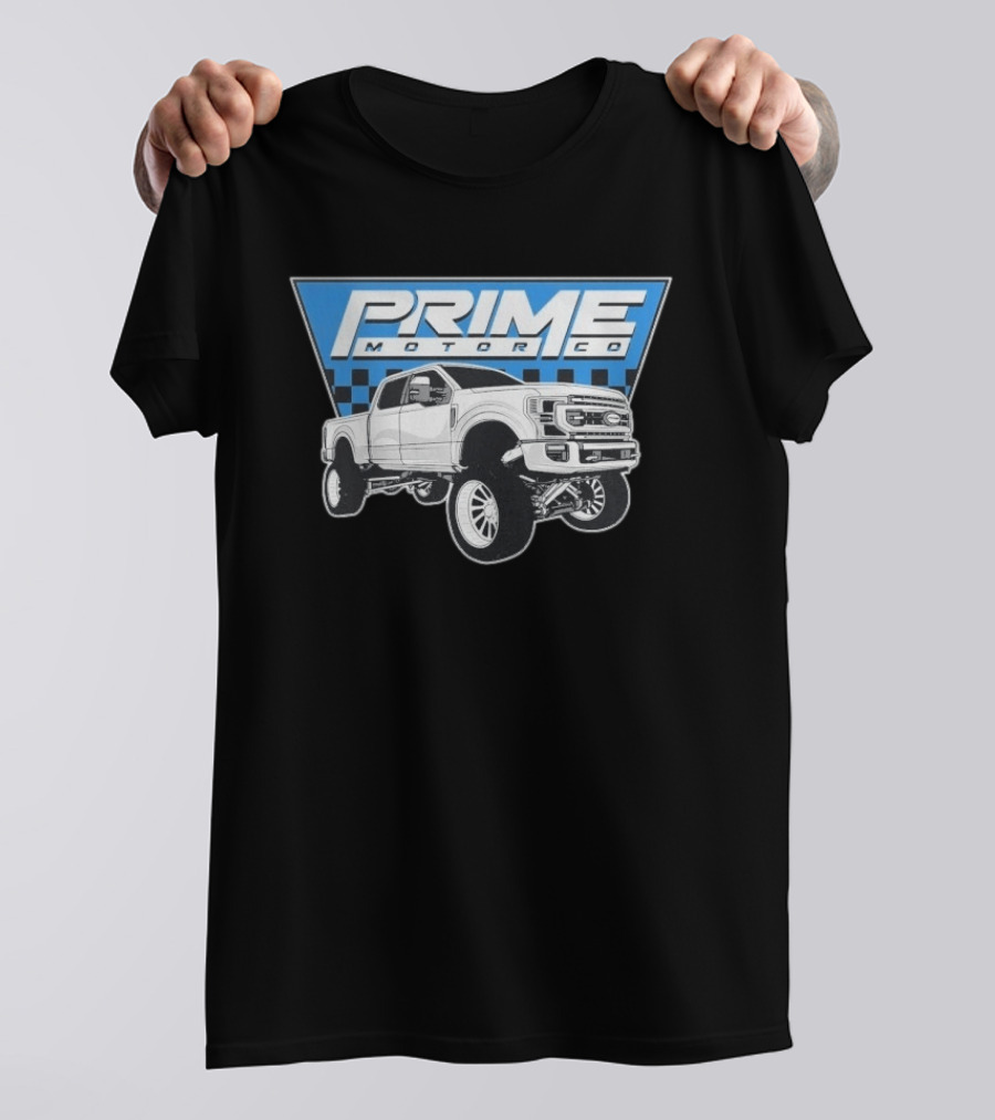 Prime Motor Co Lifted Truck Checkered Triangle T-Shirt