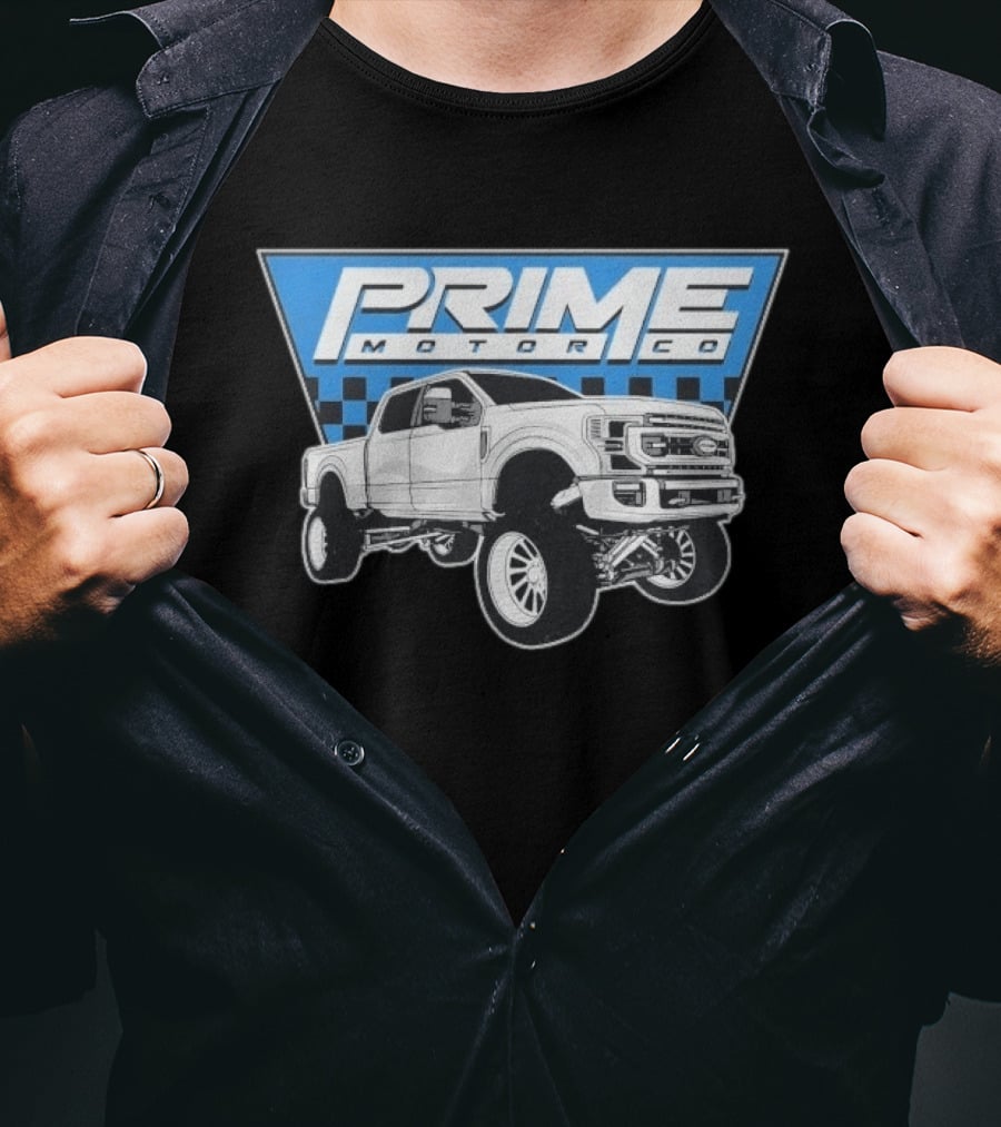 Prime Motor Co Lifted Truck Checkered Triangle T-Shirt