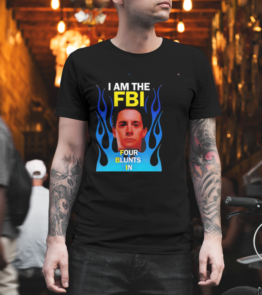 I Am The FBI Four Blunts In Special Agent Dale Cooper Blue Flame T-Shirt