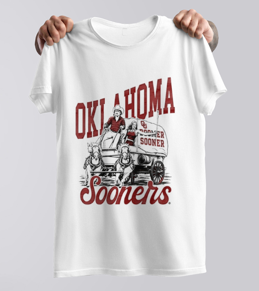 Oklahoma Sooners Boomer Sooner Horse Drawn Wagon T-Shirt