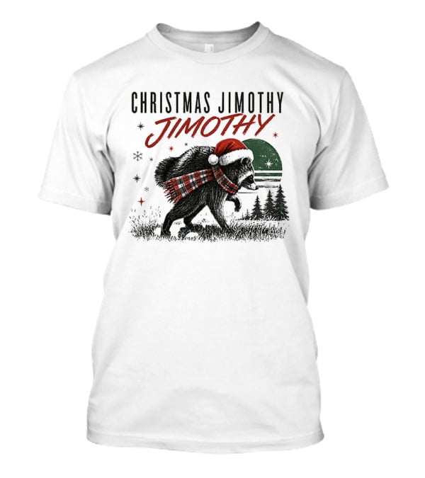Christmas Jimothy Raccoon Holiday Trash Panda Santa Hat Festive Scarf T-Shirt