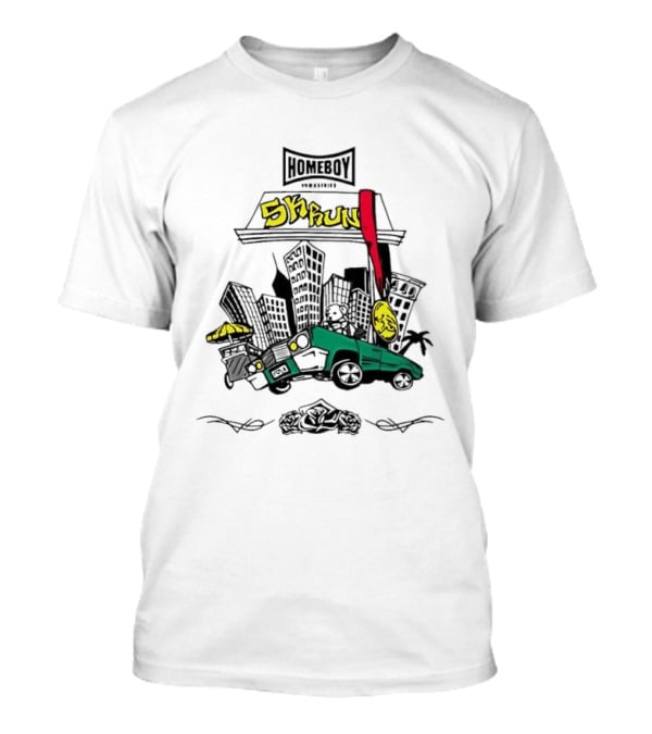 Homeboy Skrun Teddy Bear Driving City 5k Run Streetwear Adventure T-Shirt