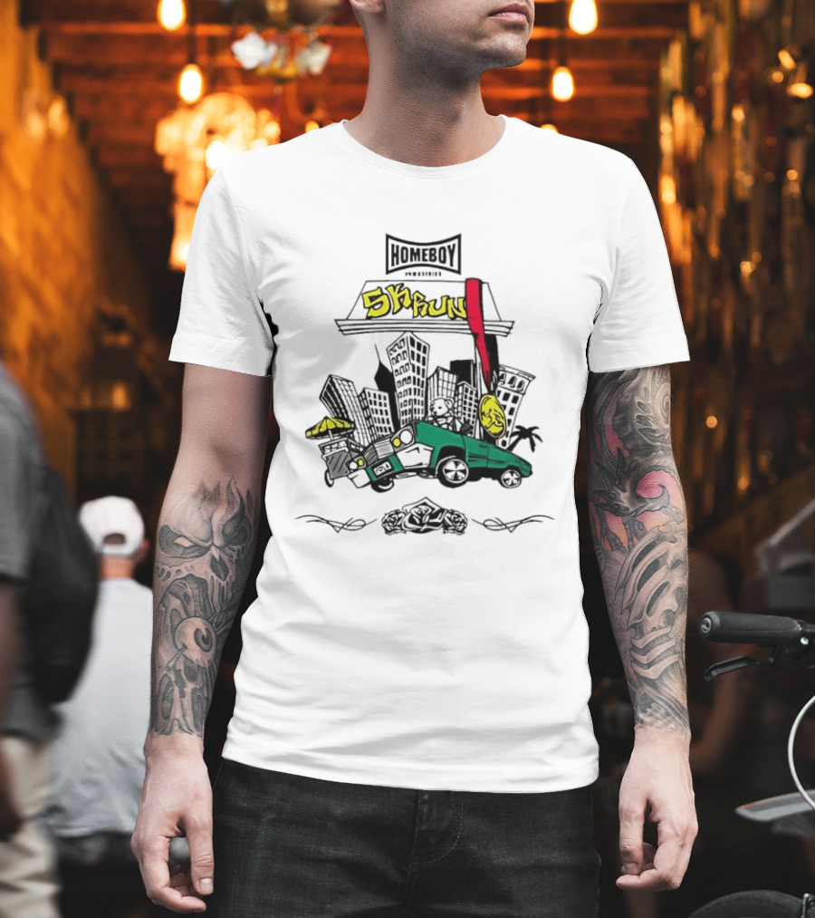 Homeboy Skrun Teddy Bear Driving City 5k Run Streetwear Adventure T-Shirt