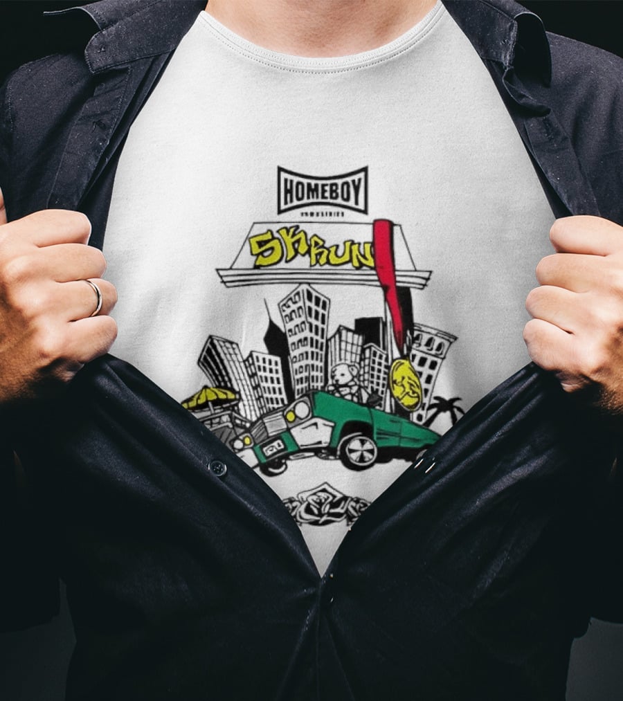 Homeboy Skrun Teddy Bear Driving City 5k Run Streetwear Adventure T-Shirt
