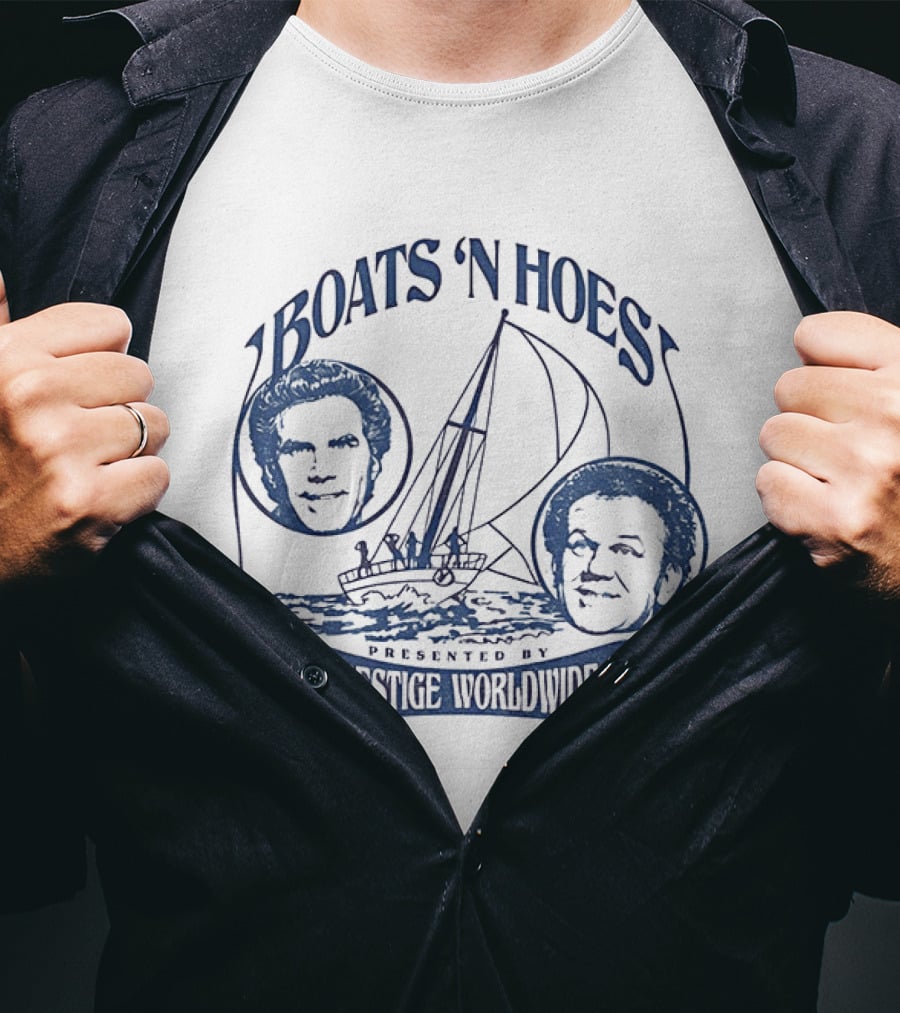 Boats 'N Hoes Presented By Prestige Worldwide Step Brothers Faces Sailboat T-Shirt