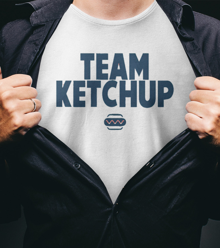 Team Ketchup Hot Dog Wavy Line T-Shirt