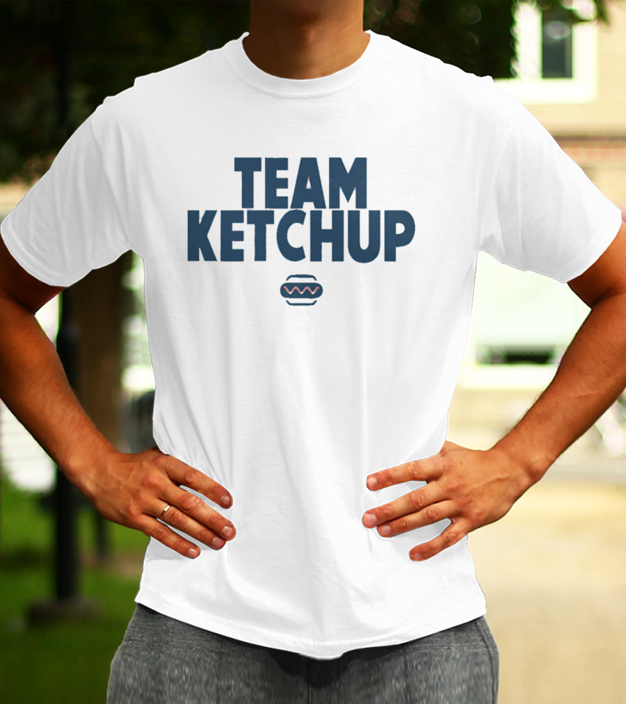 Team Ketchup Hot Dog Wavy Line T-Shirt