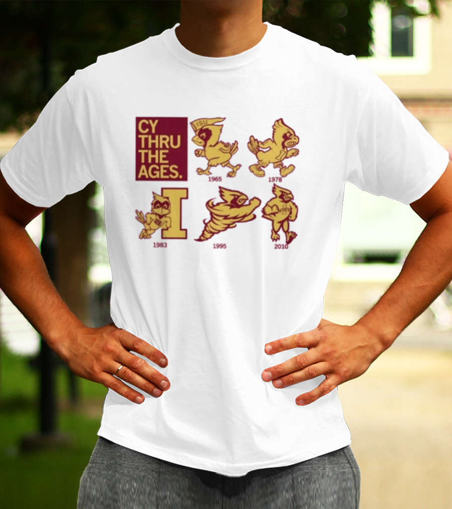 Iowa State Cyclones CY Thru The Ages Mascot Evolution Logos 1954 1972 1995 2008 T-Shirt