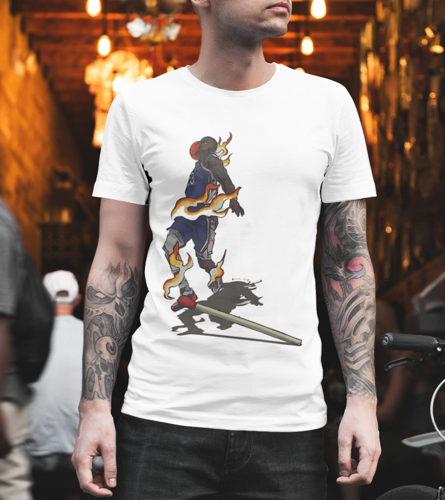 LeBron James 76ers Basketball Flame Dunk 23 T-Shirt