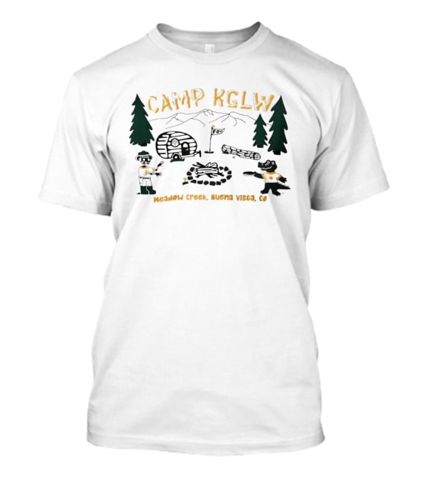 Camp KGLW Meadow Creek Buena Vista CO Skeleton Gator Camping Disc Golf T-Shirt