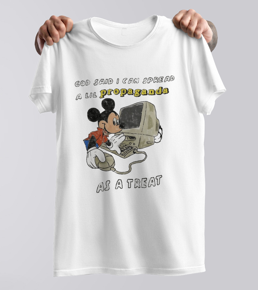 God Said I Can Spread A Lil Propaganda As A Treat Mickey Mouse Vintage Computer T-Shirt