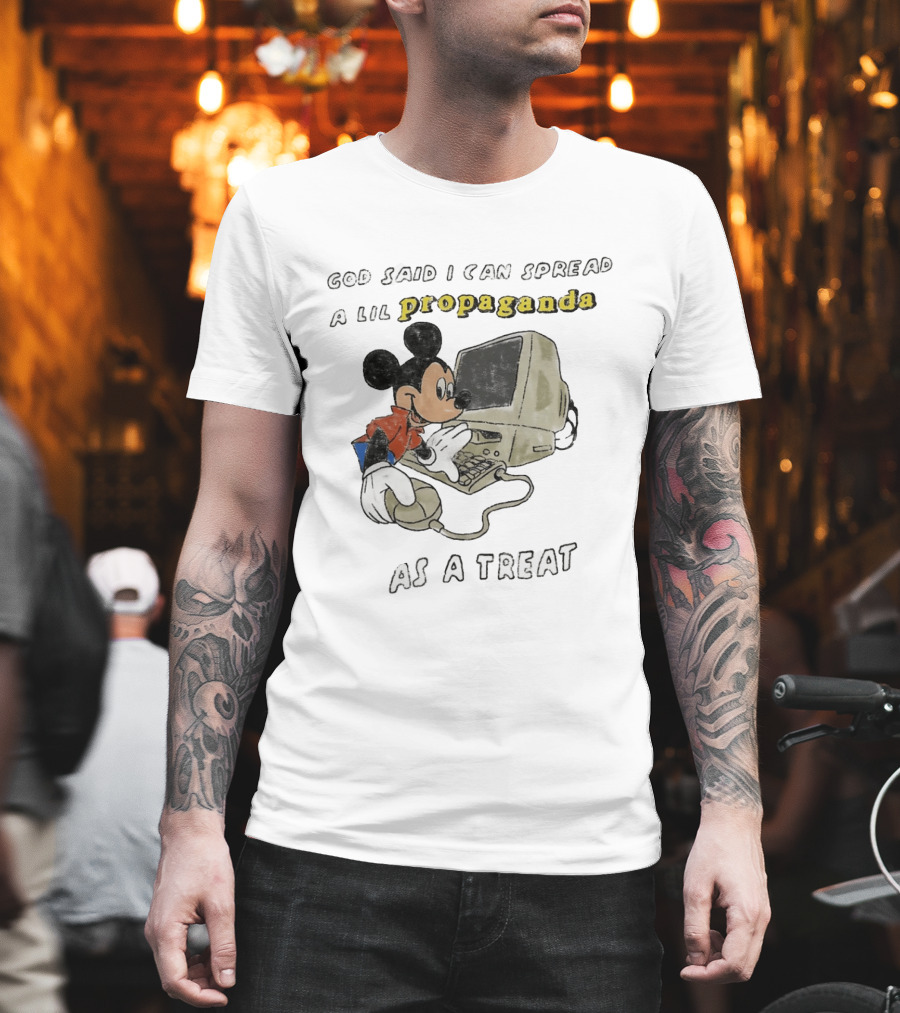 God Said I Can Spread A Lil Propaganda As A Treat Mickey Mouse Vintage Computer T-Shirt