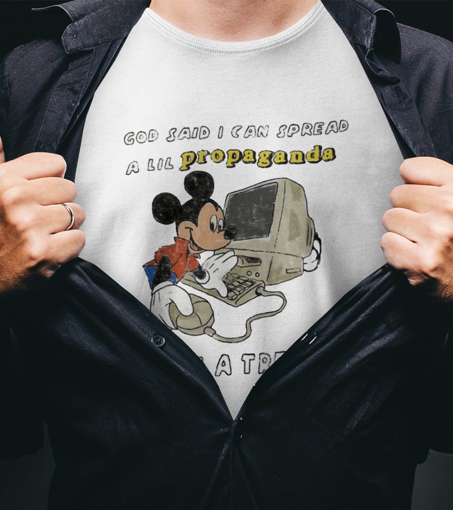 God Said I Can Spread A Lil Propaganda As A Treat Mickey Mouse Vintage Computer T-Shirt