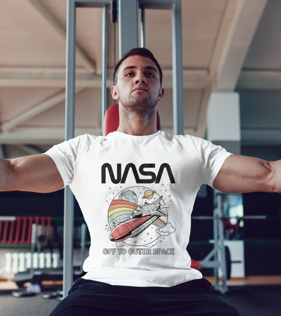 NASA Off To Outer Space Rainbow Planet Shuttle Adventure T-Shirt