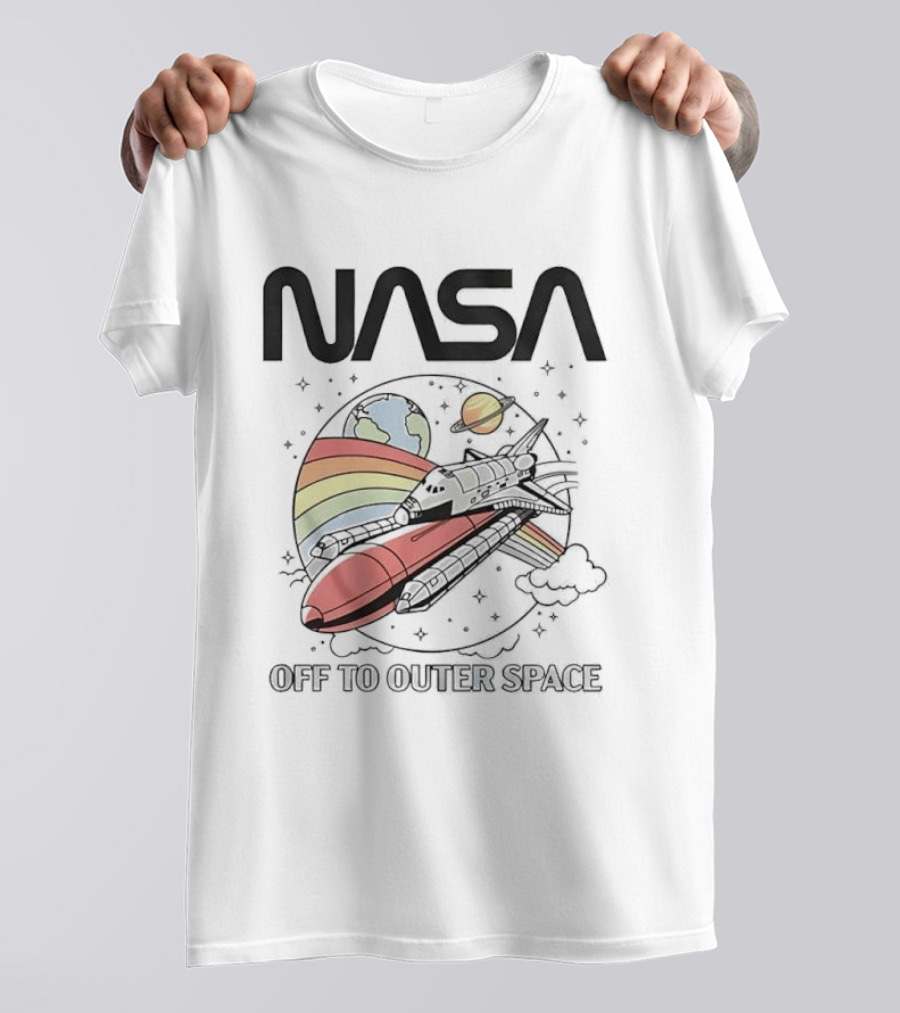 NASA Off To Outer Space Rainbow Planet Shuttle Adventure T-Shirt