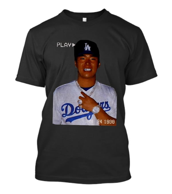 90s Yoshinobu Yamamoto Bootleg Rap Dodgers LA Jan 24 1998 T-Shirt