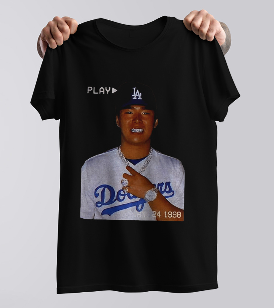 90s Yoshinobu Yamamoto Bootleg Rap Dodgers LA Jan 24 1998 T-Shirt