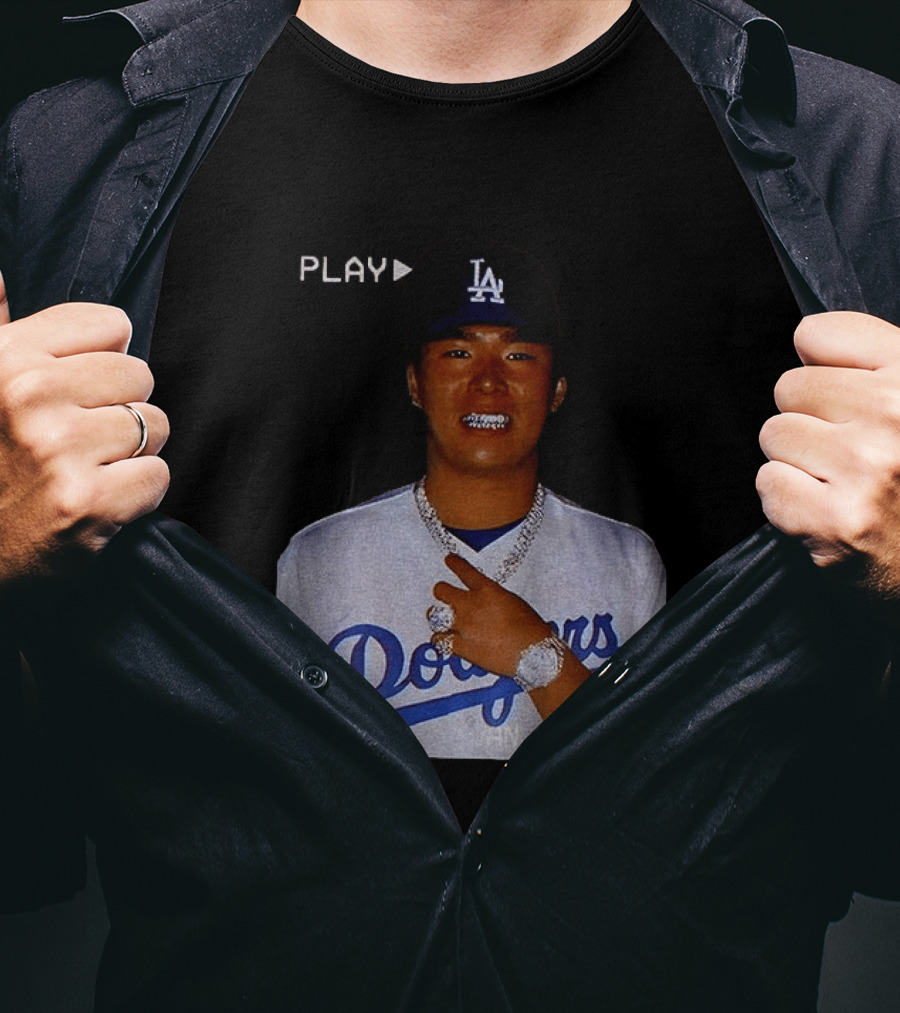 90s Yoshinobu Yamamoto Bootleg Rap Dodgers LA Jan 24 1998 T-Shirt