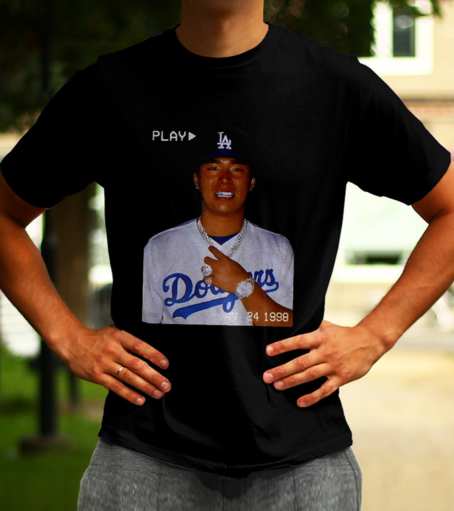 90s Yoshinobu Yamamoto Bootleg Rap Dodgers LA Jan 24 1998 T-Shirt