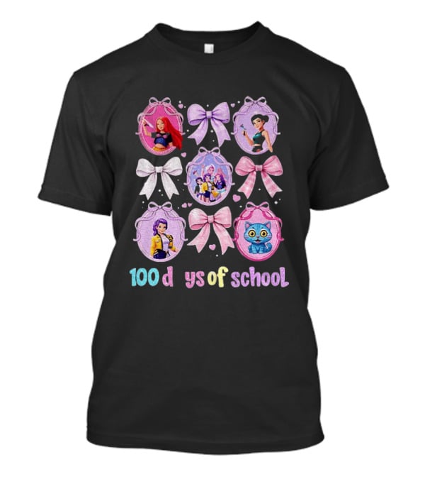 100 Days Of School Girls Bands Hunter Saja Bows And Characters T-Shirt